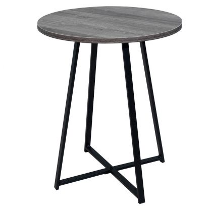Tall Round Coffee or Side Table with Grey Wood Grain effect top