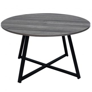 Industrial Style Large Circular Coffee Table Grey Wood Top