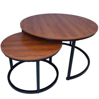 Largest is 55cm Wide Wide Occasional Tables Adore Furniture Modern Set of 3 Nest of Tables Dark Brown Walnut Wood Style 