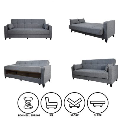 Carmen 3 Seater Grey Sofabed Sofa And Bed Different Options