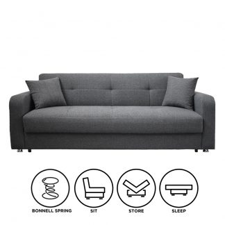 Harmony 3 Seater Dark Grey Sofabed Sofa Straight Cut Out