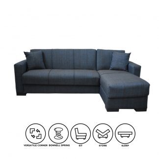 Hugo Corner Sofabed Blue Bed Straight Cut Out