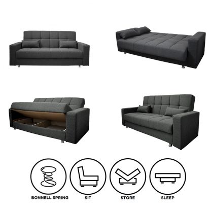 Nari 3 Seater Sofabed Dark Grey Sofa And Bed Different Options